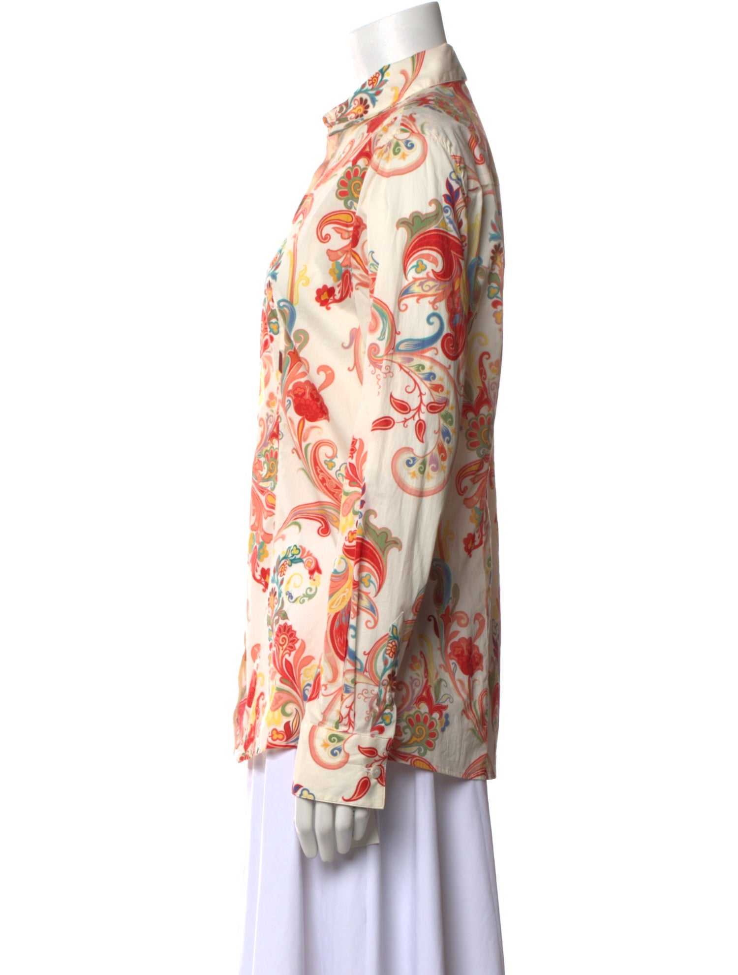 Etro Floral Print Long Sleeve Button-Up Top